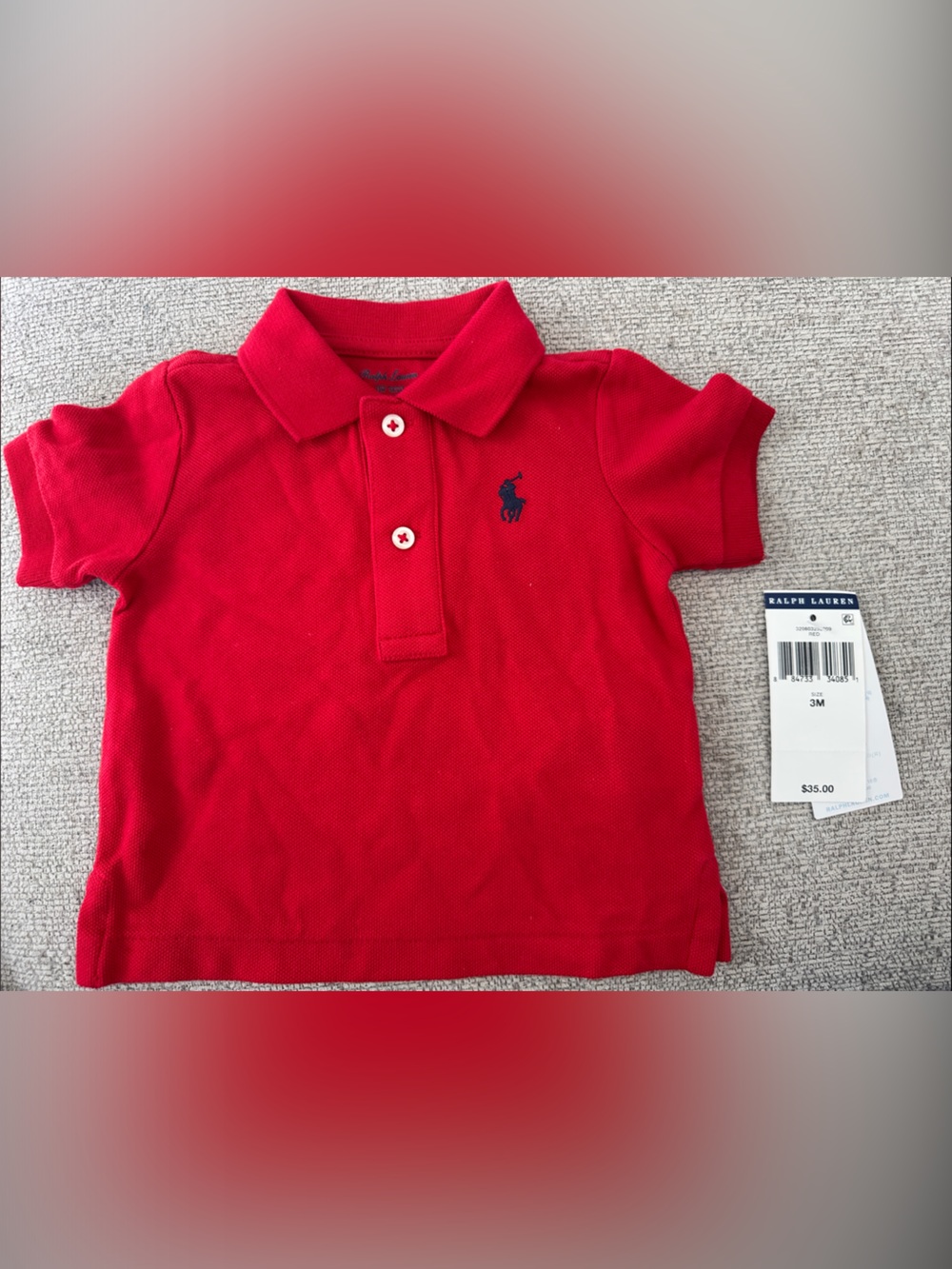Ralph Lauren Red Polo Shirt with Navy Pony